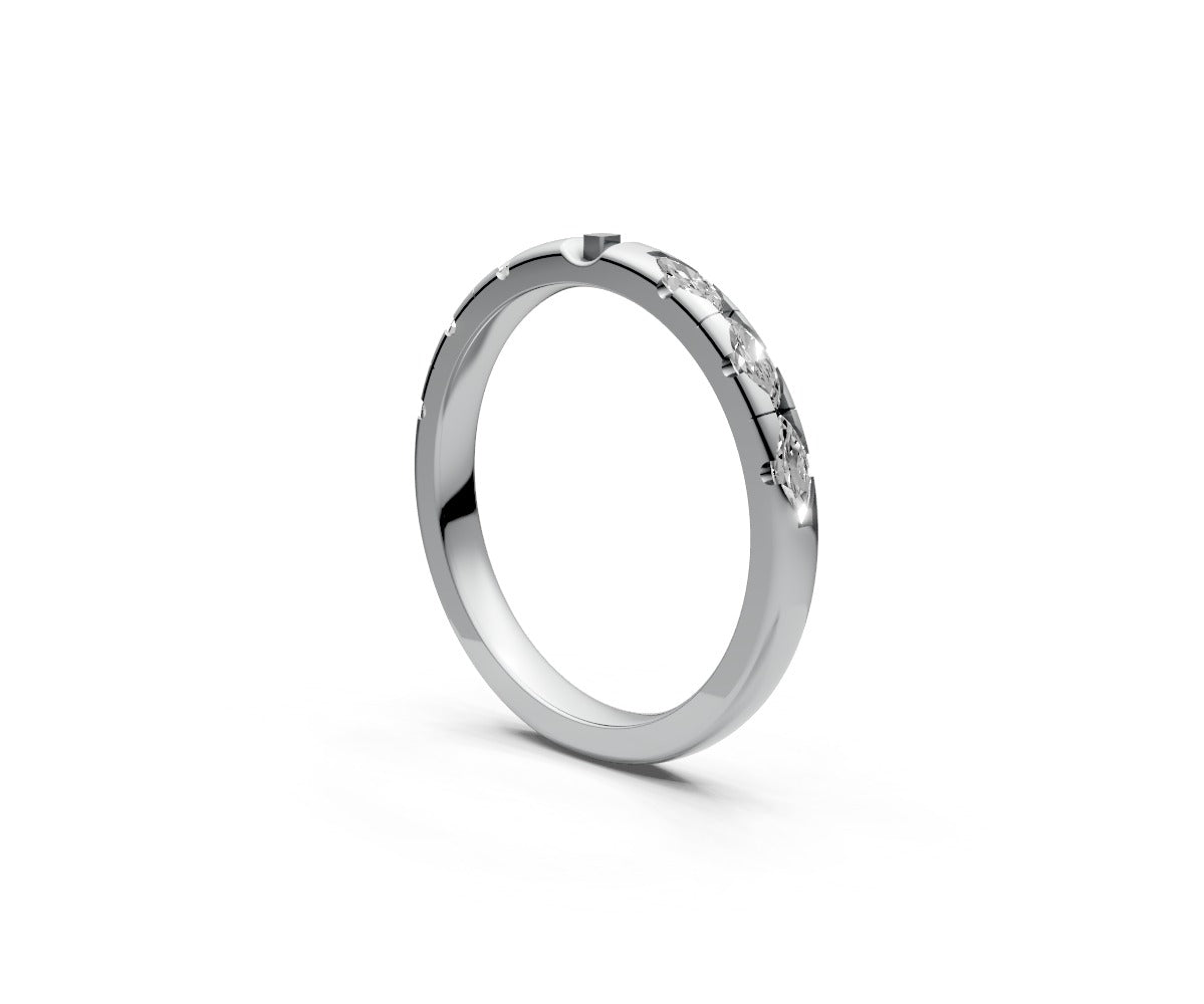 Comfort Fit Half Eternity Band — Marquise 0.05ct