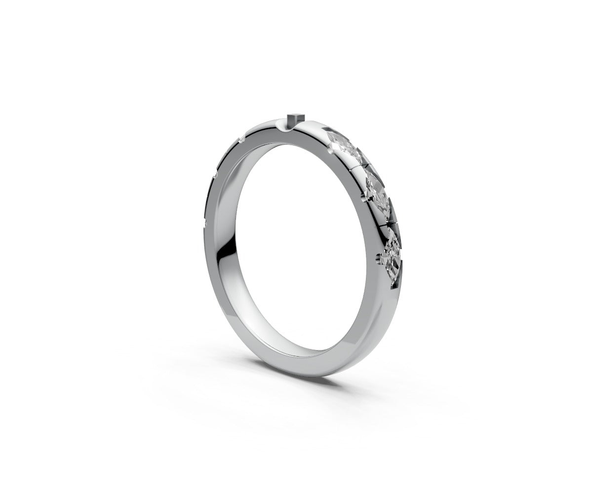 Comfort Fit Half Eternity Band — Marquise 0.1ct