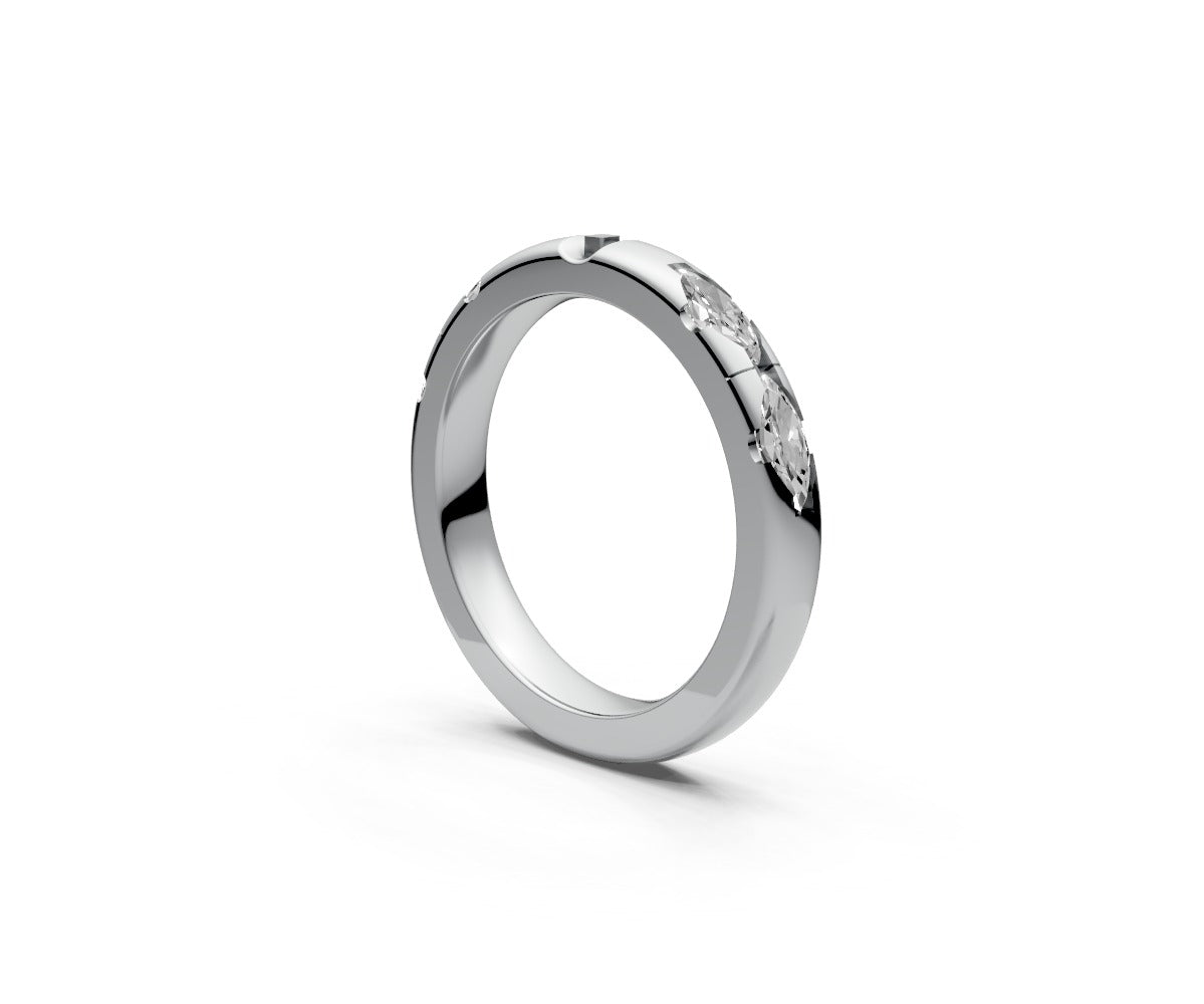 Comfort Fit Half Eternity Band — Marquise 0.15ct