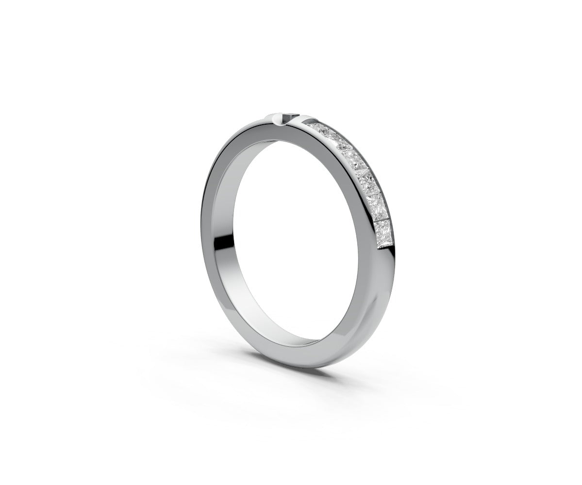 Rounded Half Eternity Band — Princess 0.05ct