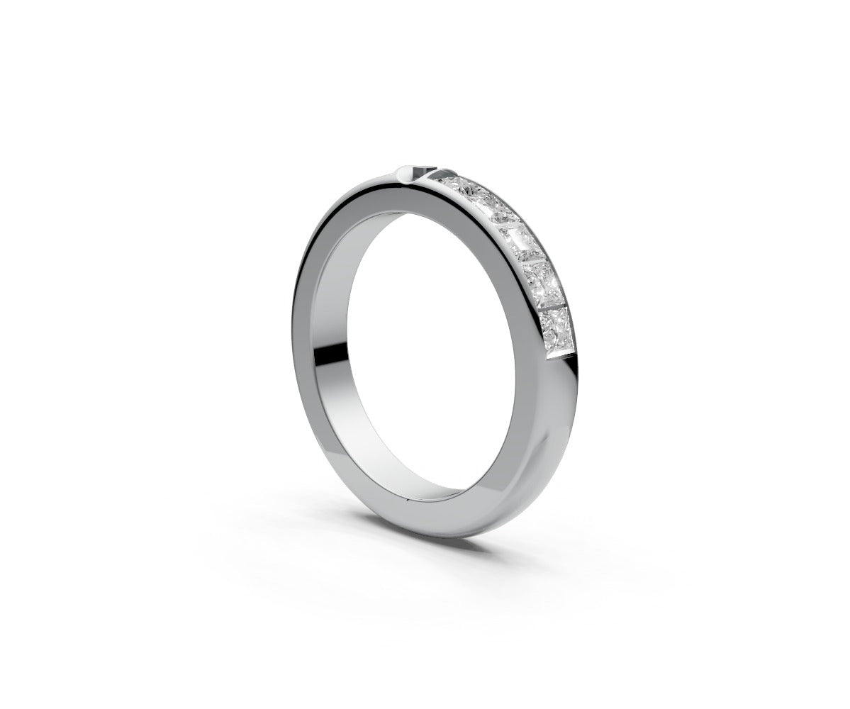 Rounded Half Eternity Band — Princess 0.1ct