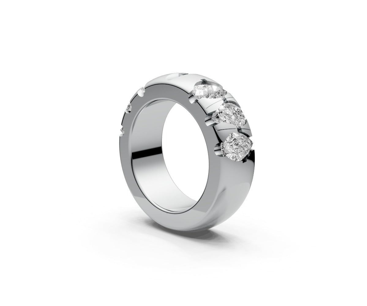 Rounded Half Eternity Band — Pear 0.5ct