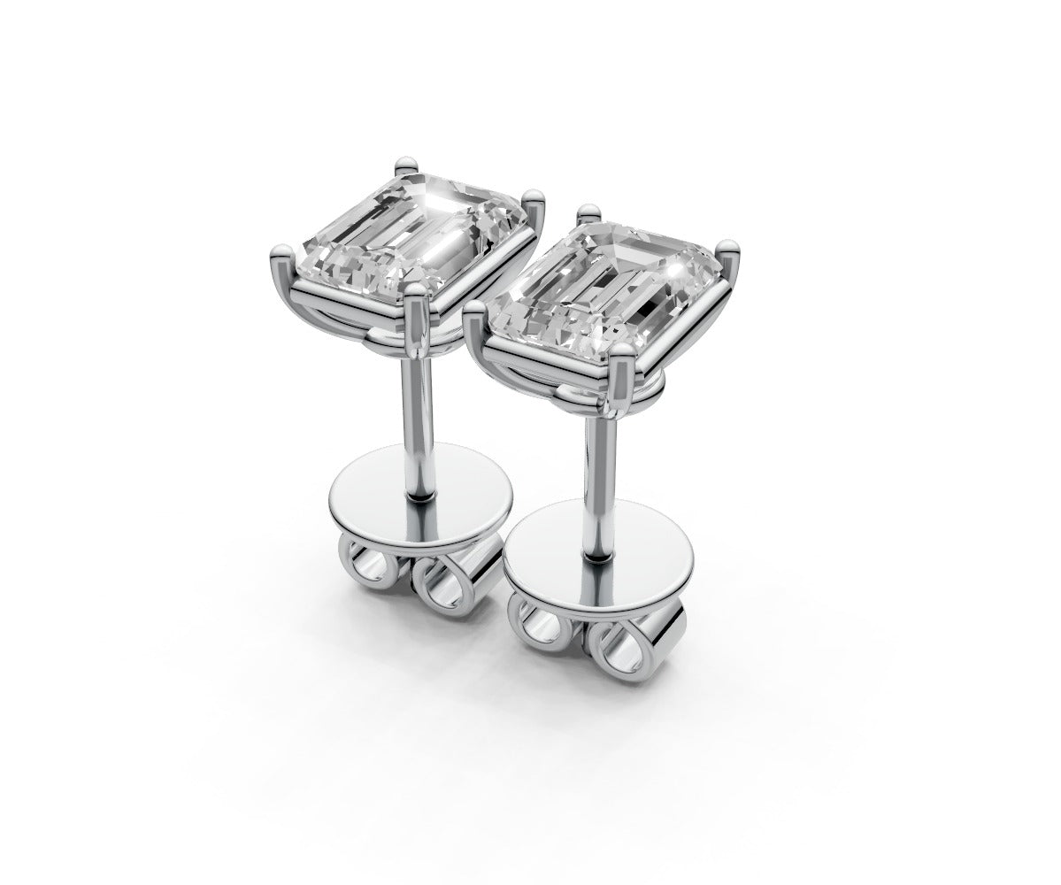 1.5ct Emerald 4 Prong Basket Studs - Laboratory Grown Diamond