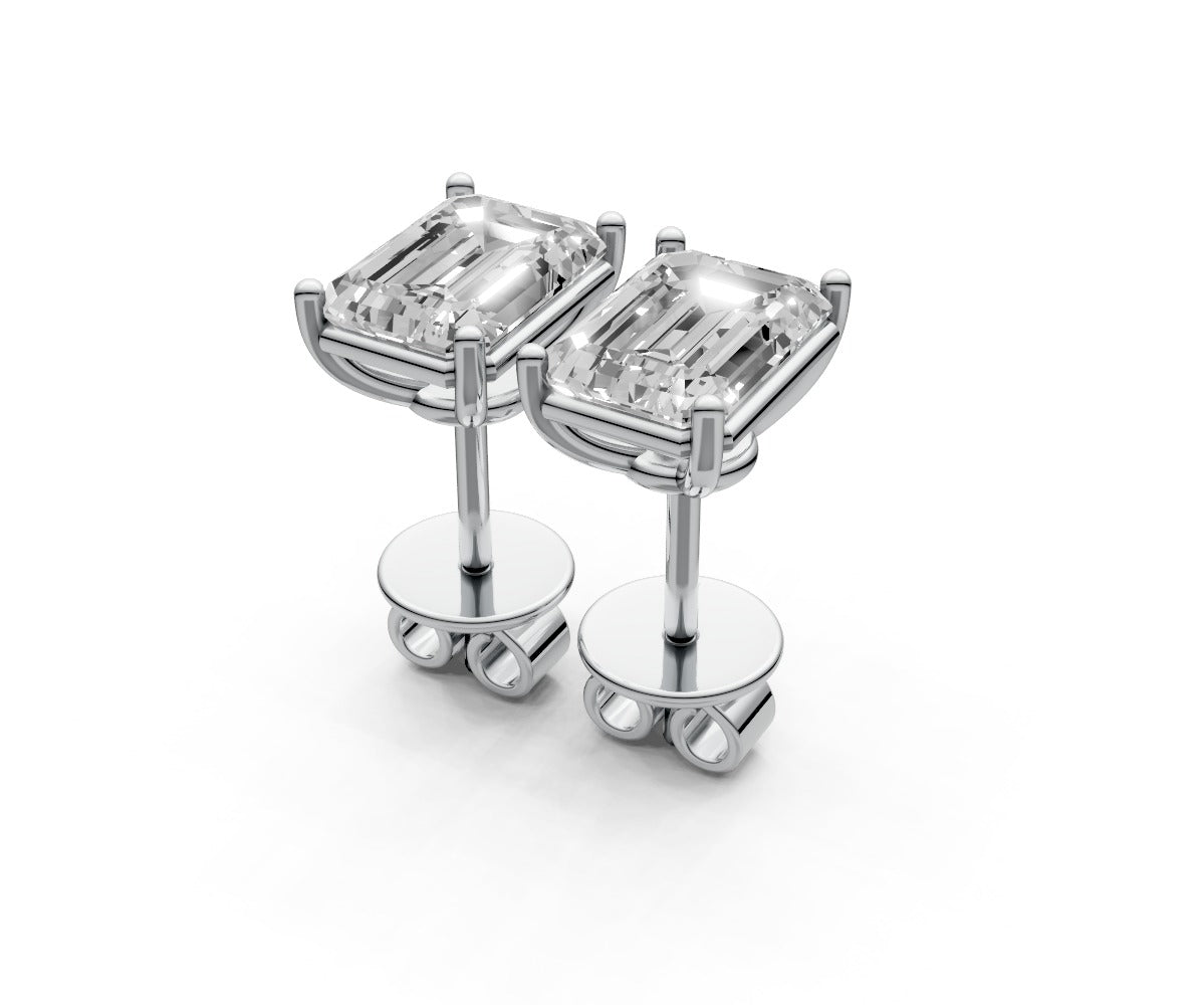 2ct Emerald 4 Prong Basket Studs - Laboratory Grown Diamond