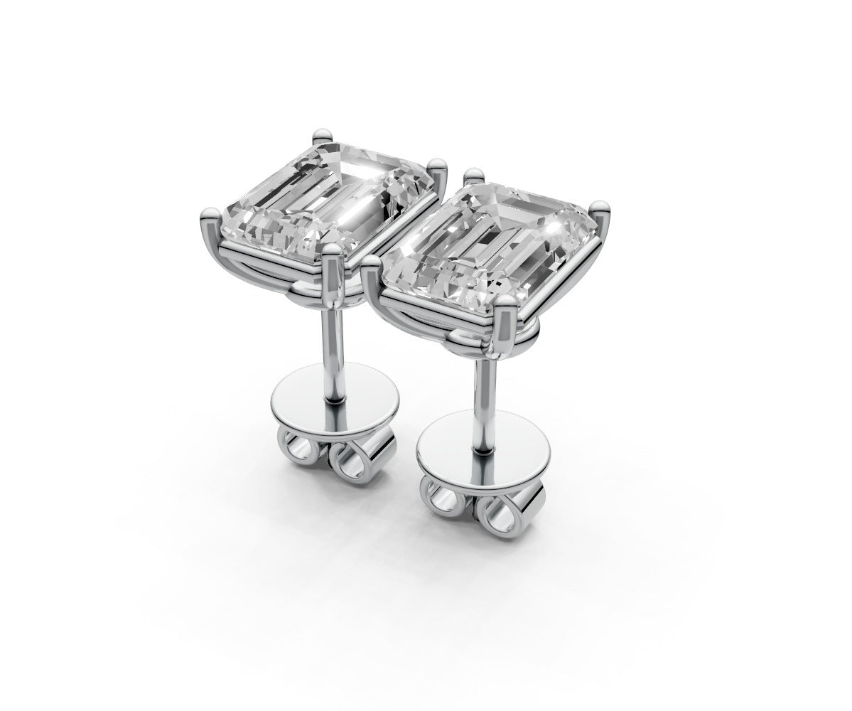 3ct Emerald 4 Prong Basket Studs - Laboratory Grown Diamond