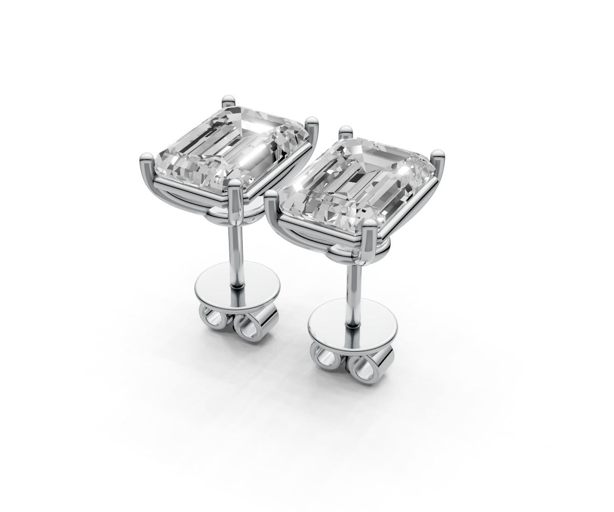 4ct Emerald 4 Prong Basket Studs - Laboratory Grown Diamond