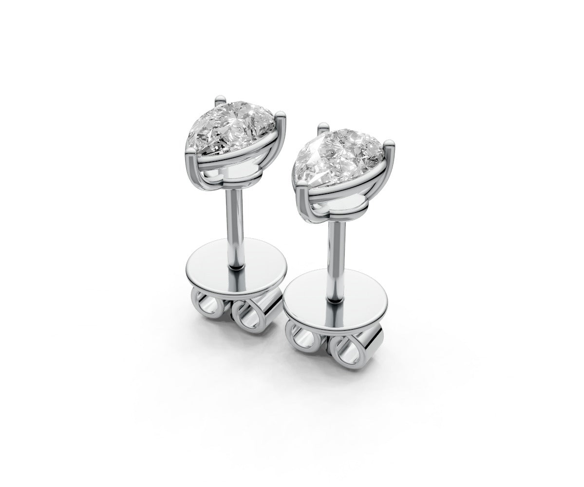 0.5ct Pear 3 Prong Basket Studs - Laboratory Grown Diamond