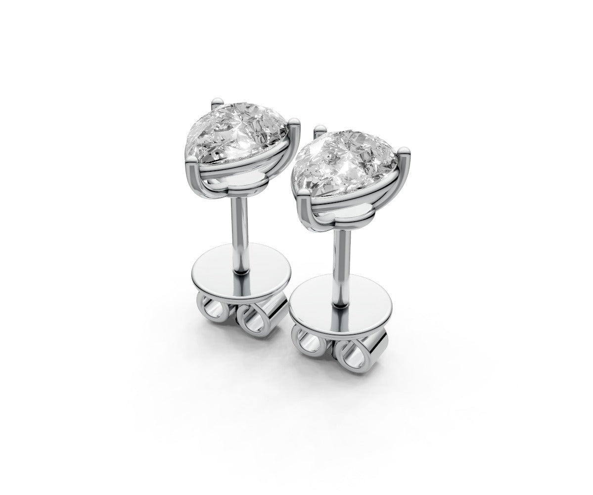 1ct Pear 3 Prong Basket Studs - Laboratory Grown Diamond