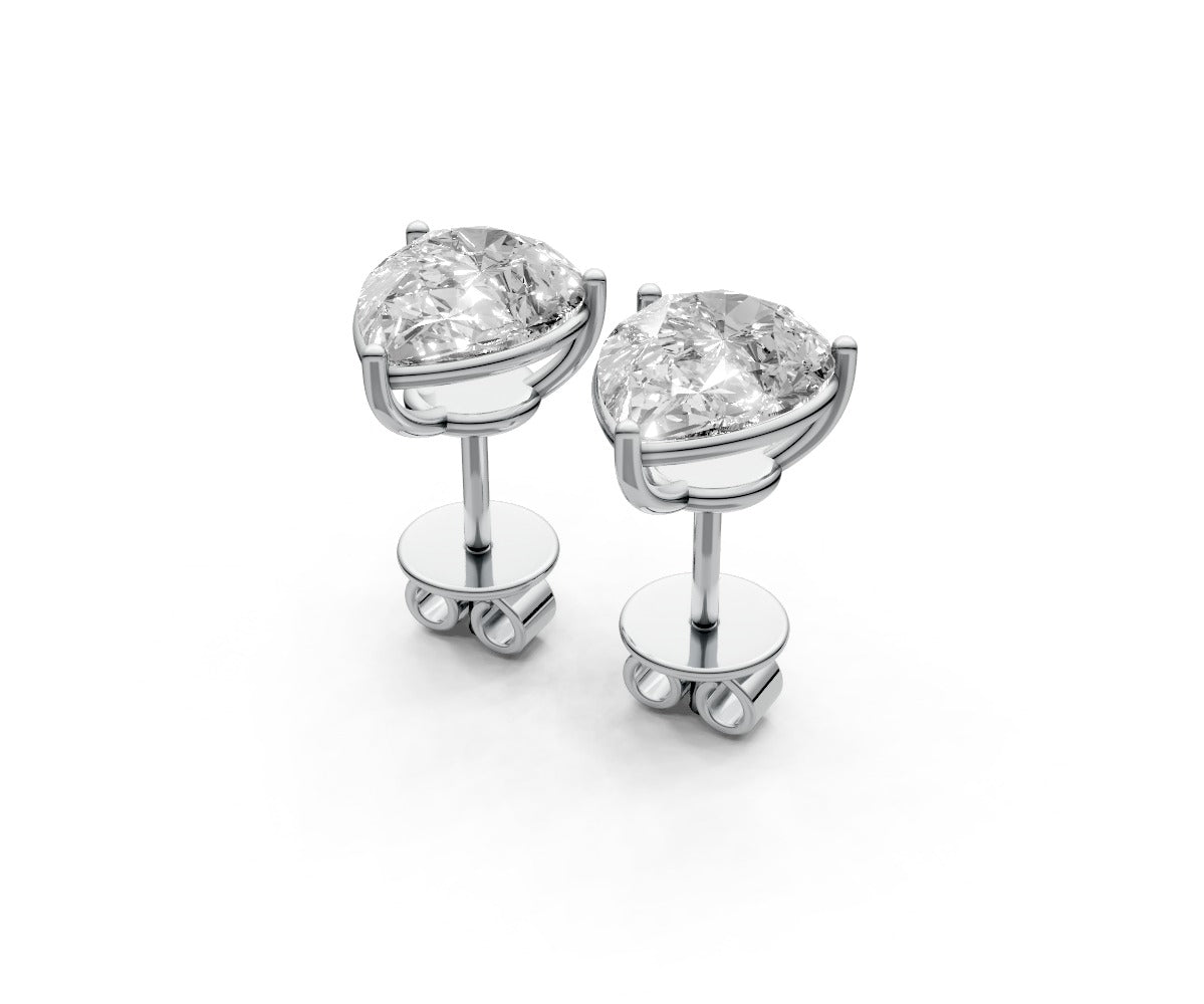 2.5ct Pear 3 Prong Basket Studs - Laboratory Grown Diamond