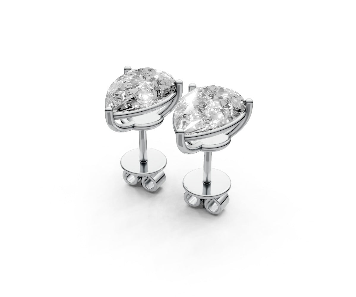 3ct Pear 3 Prong Basket Studs - Laboratory Grown Diamond
