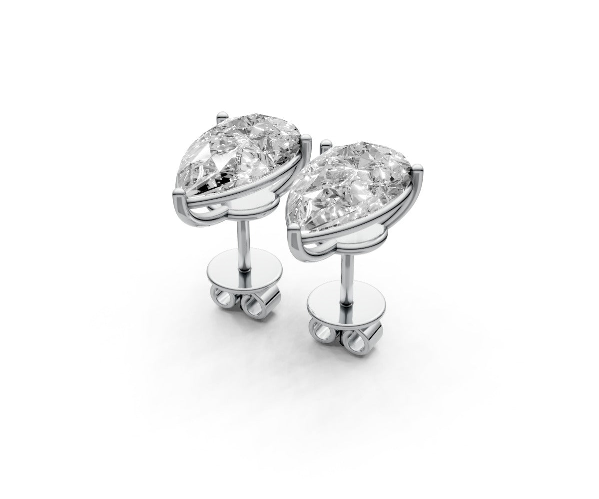 4ct Pear 3 Prong Basket Studs - Laboratory Grown Diamond