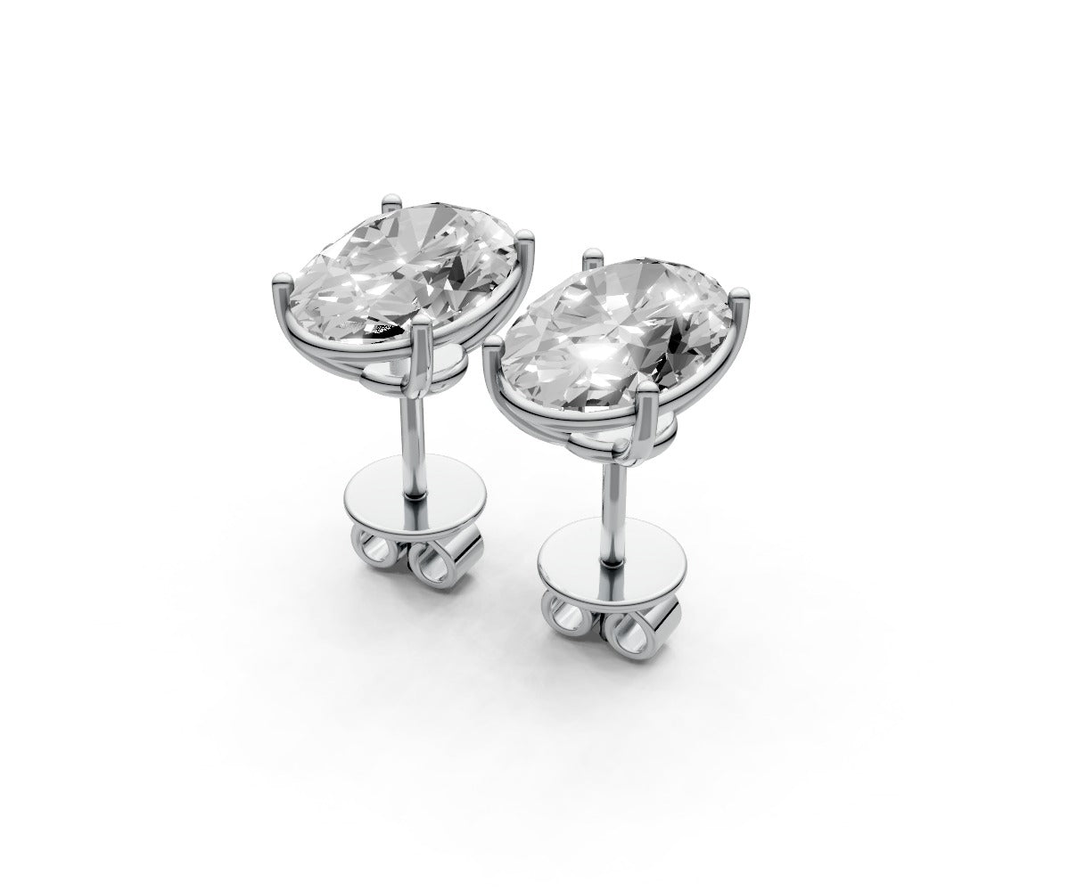 3ct Oval 4 Prong Basket Studs - Laboratory Grown Diamond