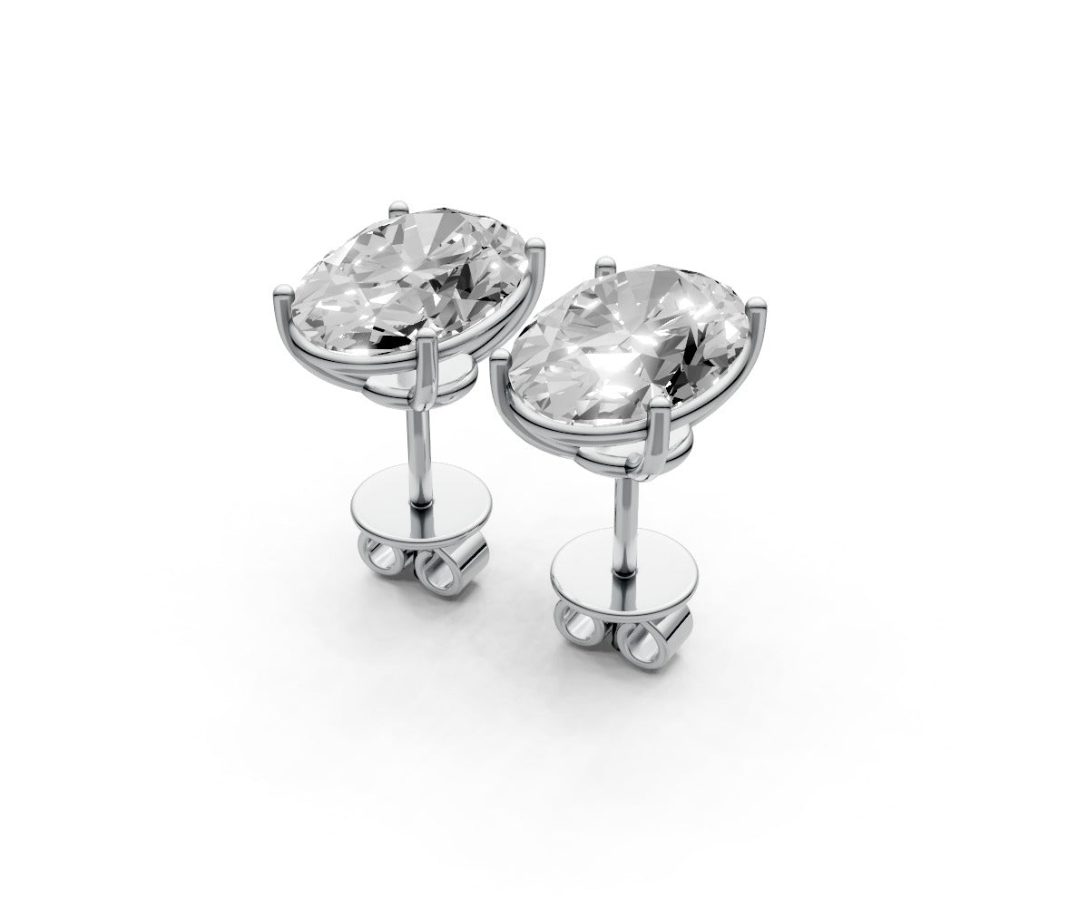 4ct Oval 4 Prong Basket Studs - Laboratory Grown Diamond