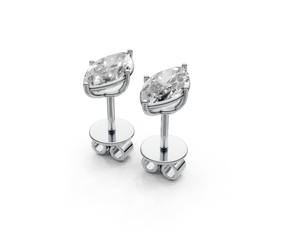 1ct Marquise 4 Prong Basket Studs - Laboratory Grown Diamond