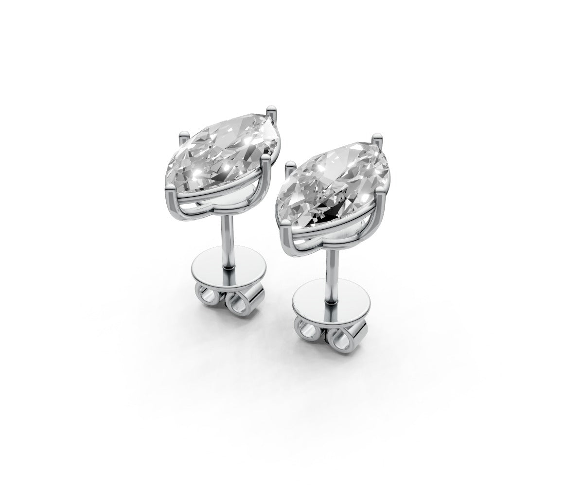 2.5ct Marquise 4 Prong Basket Studs - Laboratory Grown Diamond