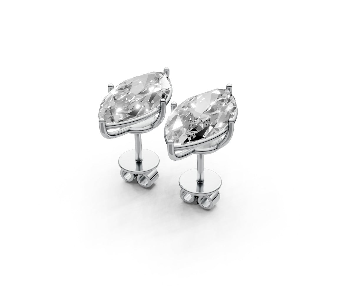 4ct Marquise 4 Prong Basket Studs - Laboratory Grown Diamond