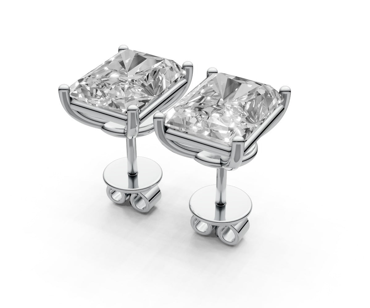 4ct Radiant 4 Prong Basket Studs - Laboratory Grown Diamond