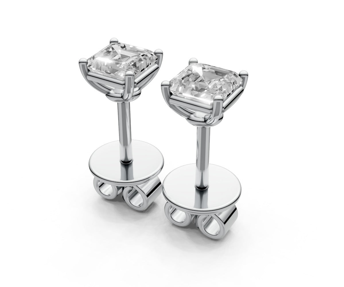 0.5ct Asscher 4 Prong Basket Studs - Laboratory Grown Diamond