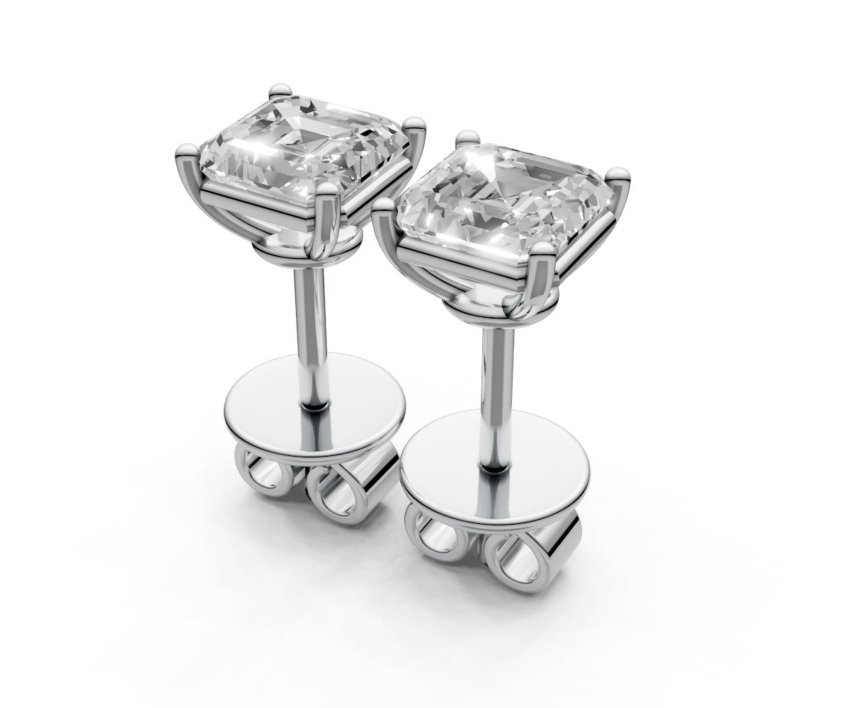 1ct Asscher 4 Prong Basket Studs - Laboratory Grown Diamond