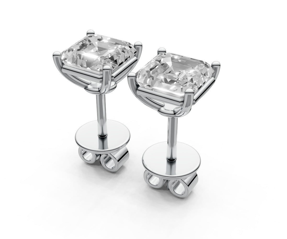 1.5ct Asscher 4 Prong Basket Studs - Laboratory Grown Diamond