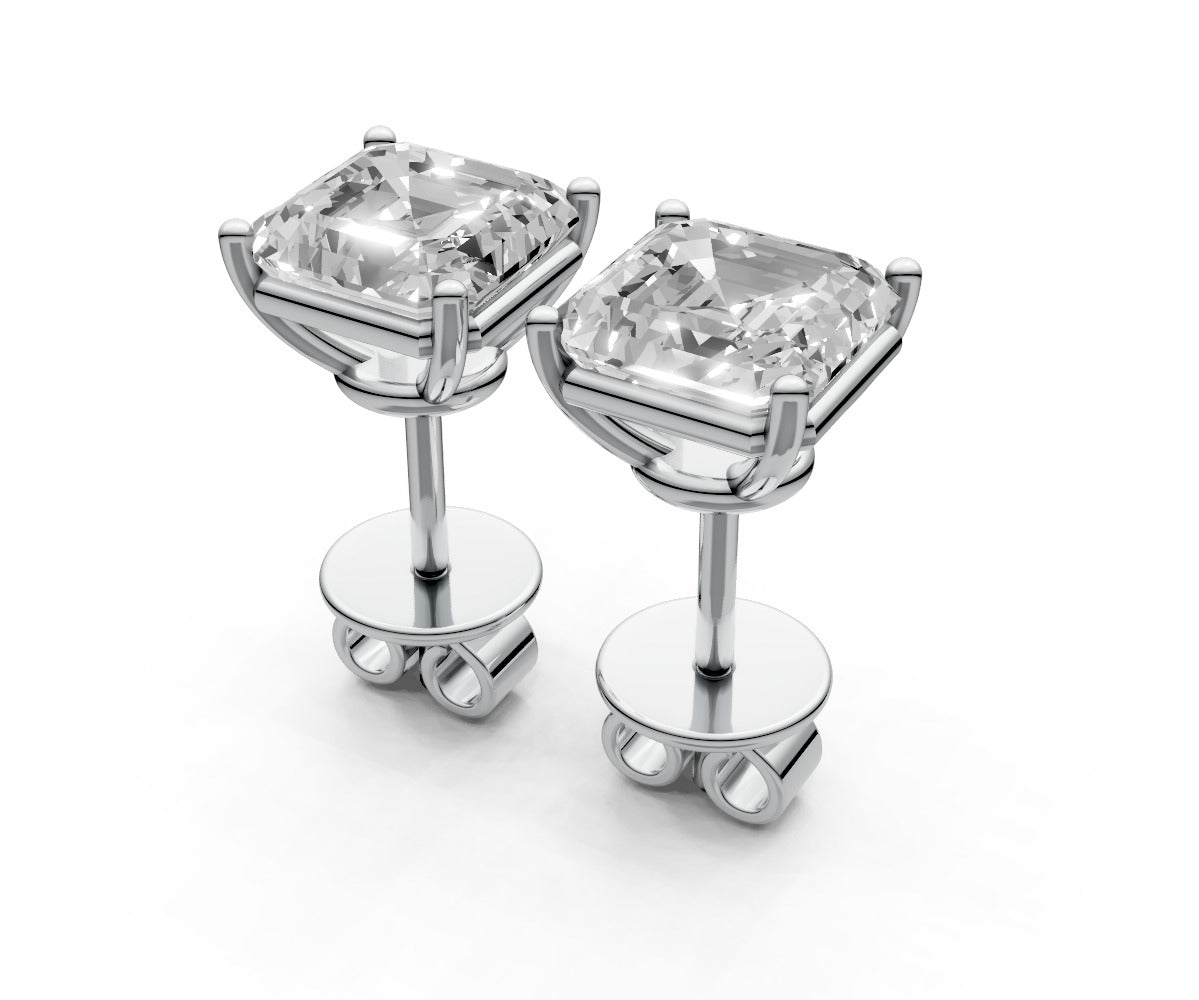 2ct Asscher 4 Prong Basket Studs - Laboratory Grown Diamond
