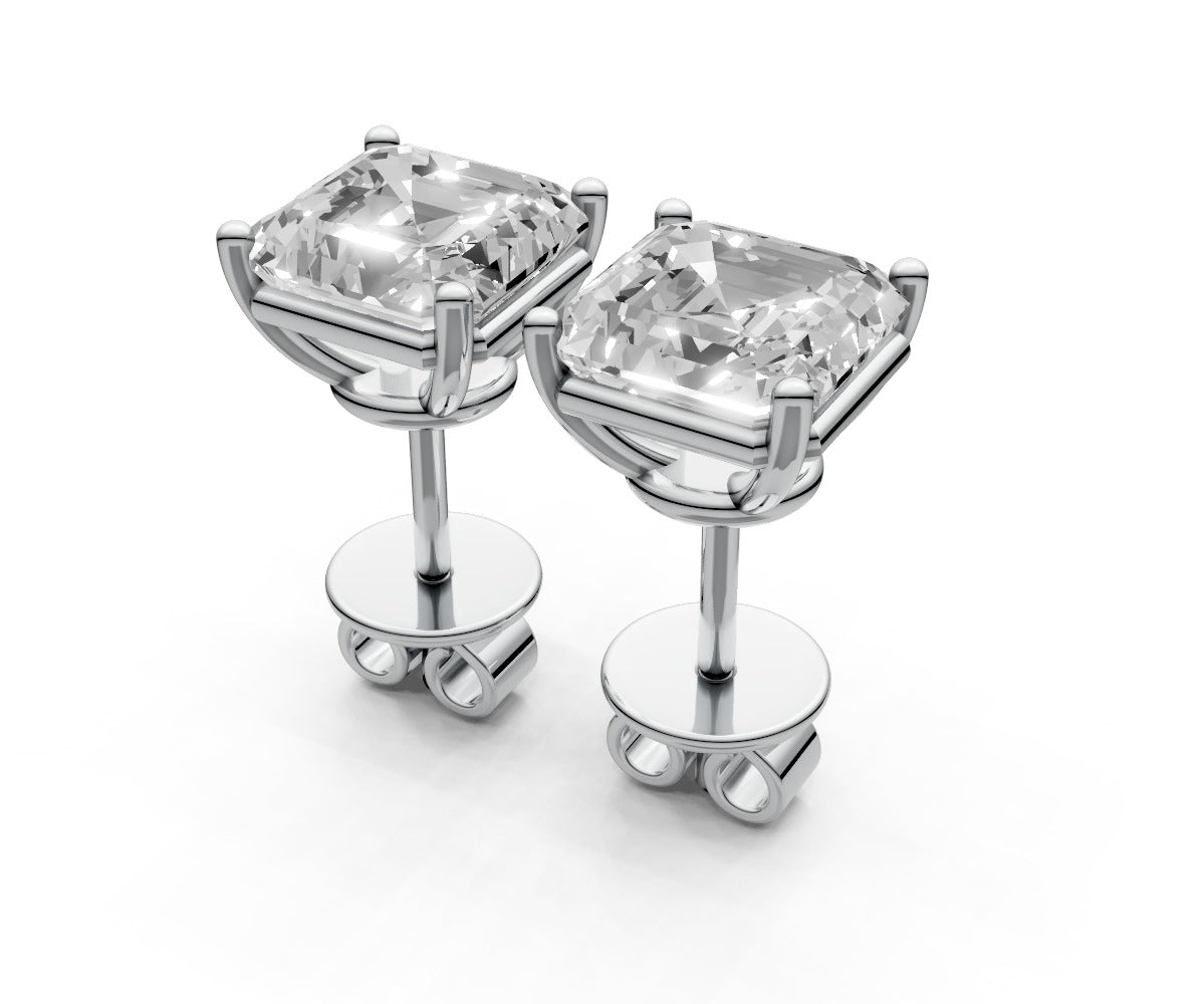 2.5ct Asscher 4 Prong Basket Studs - Laboratory Grown Diamond