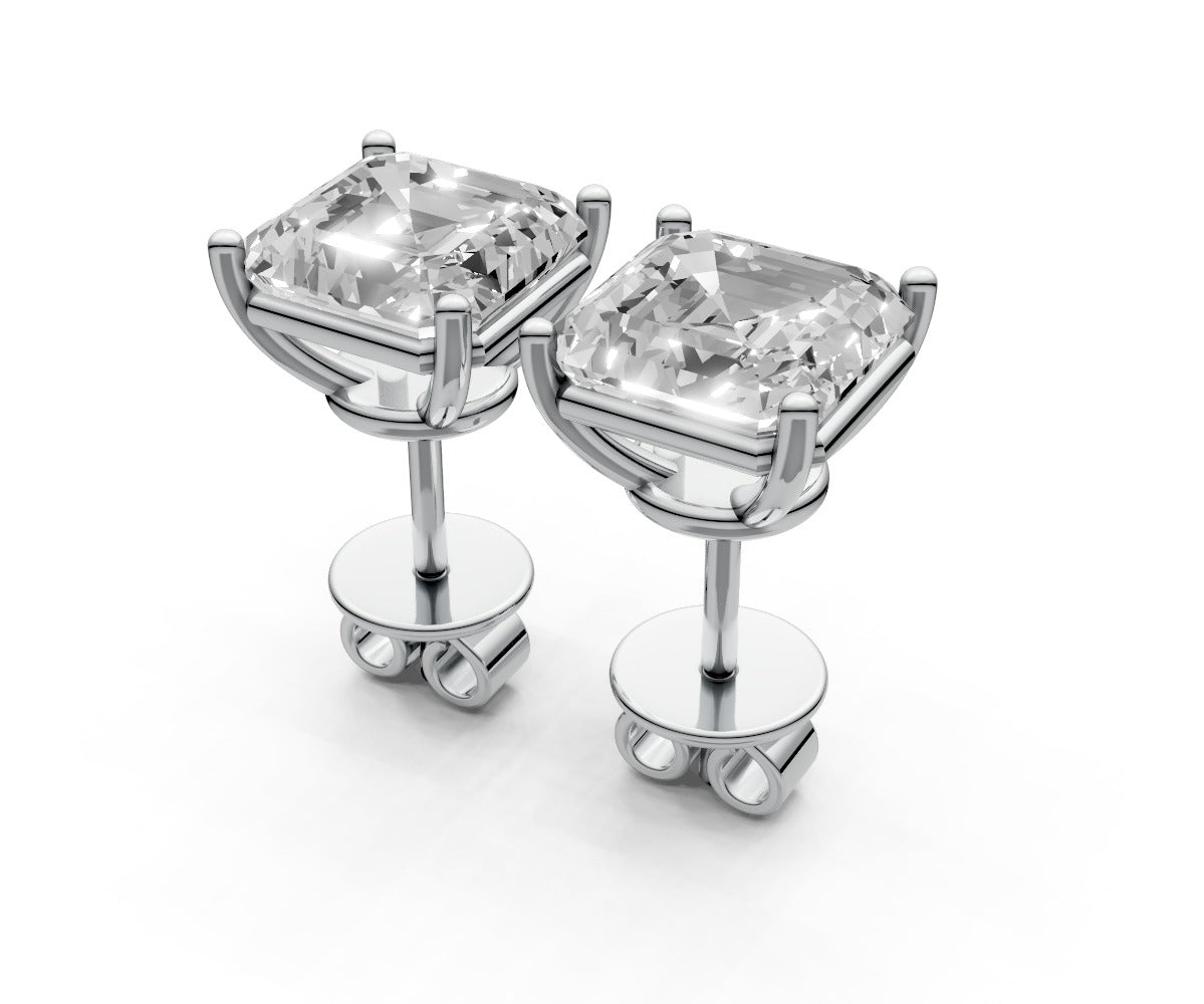 3ct Asscher 4 Prong Basket Studs - Laboratory Grown Diamond