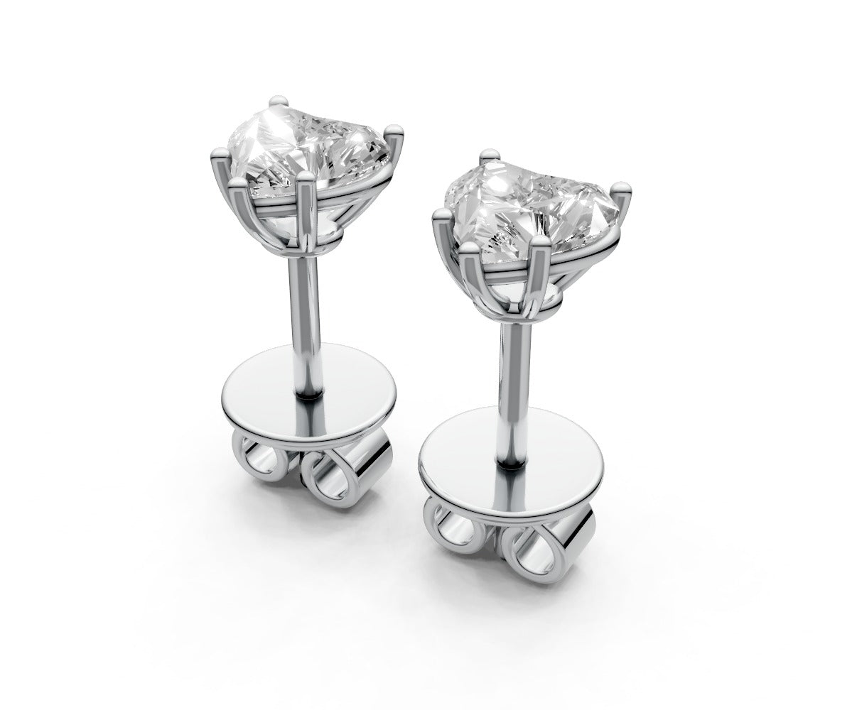 0.5ct Heart 5 Prong Basket Studs - Laboratory Grown Diamond