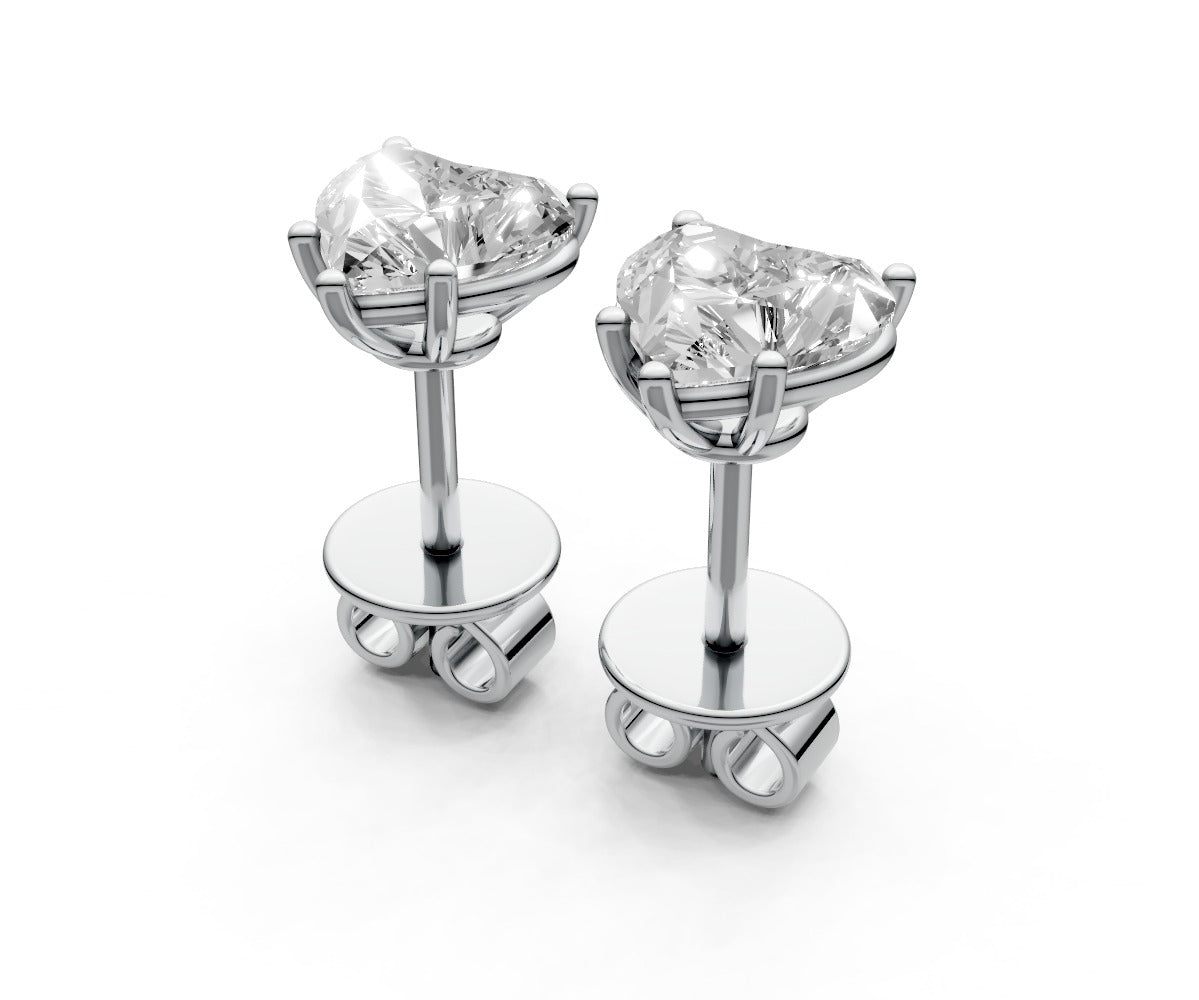 1ct Heart 5 Prong Basket Studs - Laboratory Grown Diamond