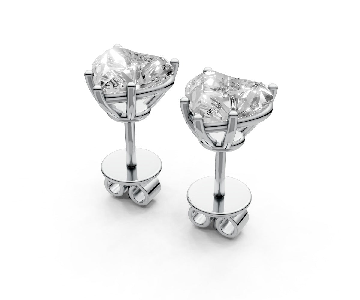 2ct Heart 5 Prong Basket Studs - Laboratory Grown Diamond