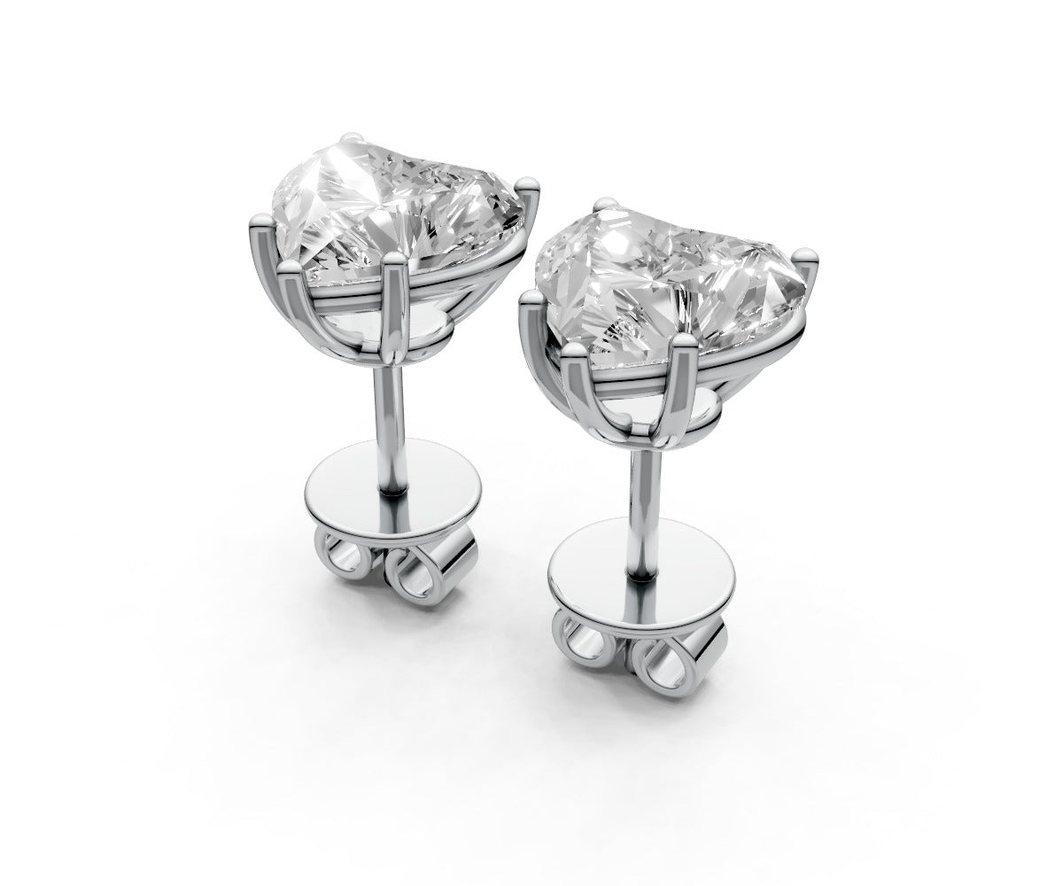 2.5ct Heart 5 Prong Basket Studs - Laboratory Grown Diamond