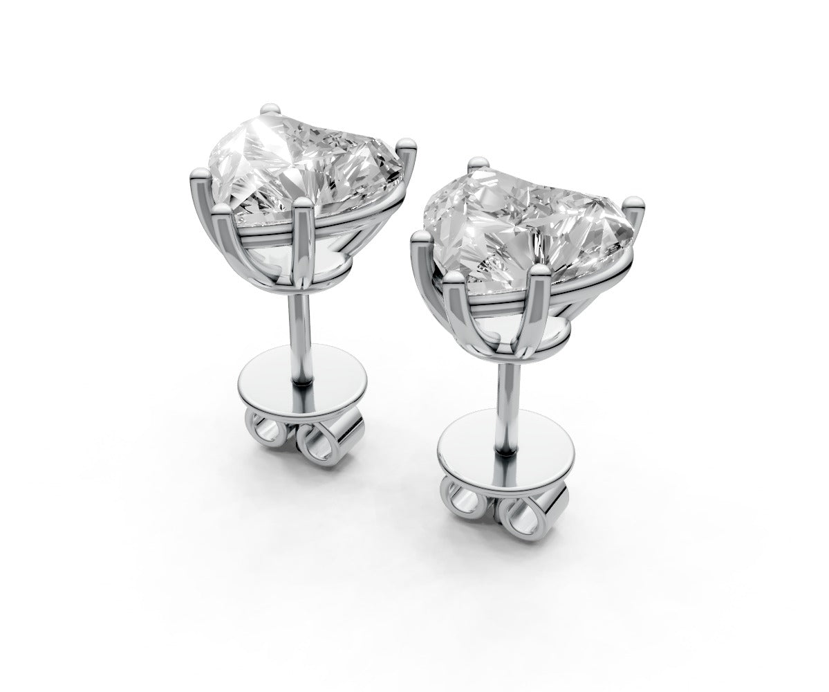 3ct Heart 5 Prong Basket Studs - Laboratory Grown Diamond