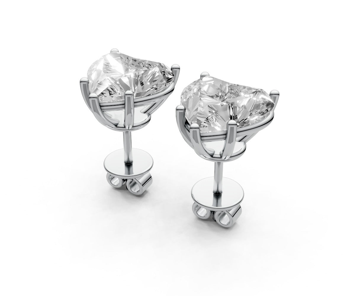 4ct Heart 5 Prong Basket Studs - Laboratory Grown Diamond