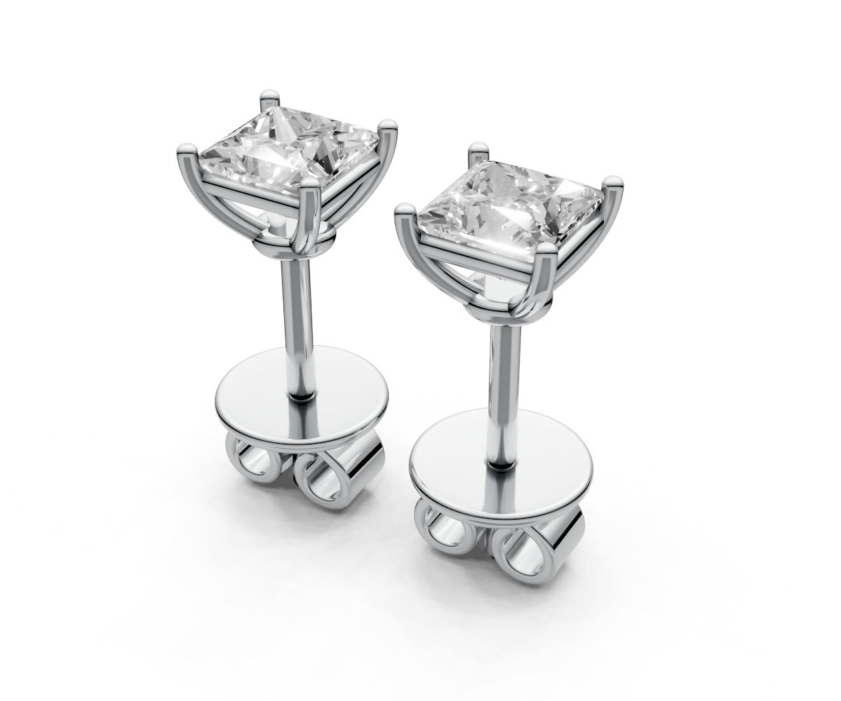 0.5ct Princess 4 Prong Basket Studs - Laboratory Grown Diamond