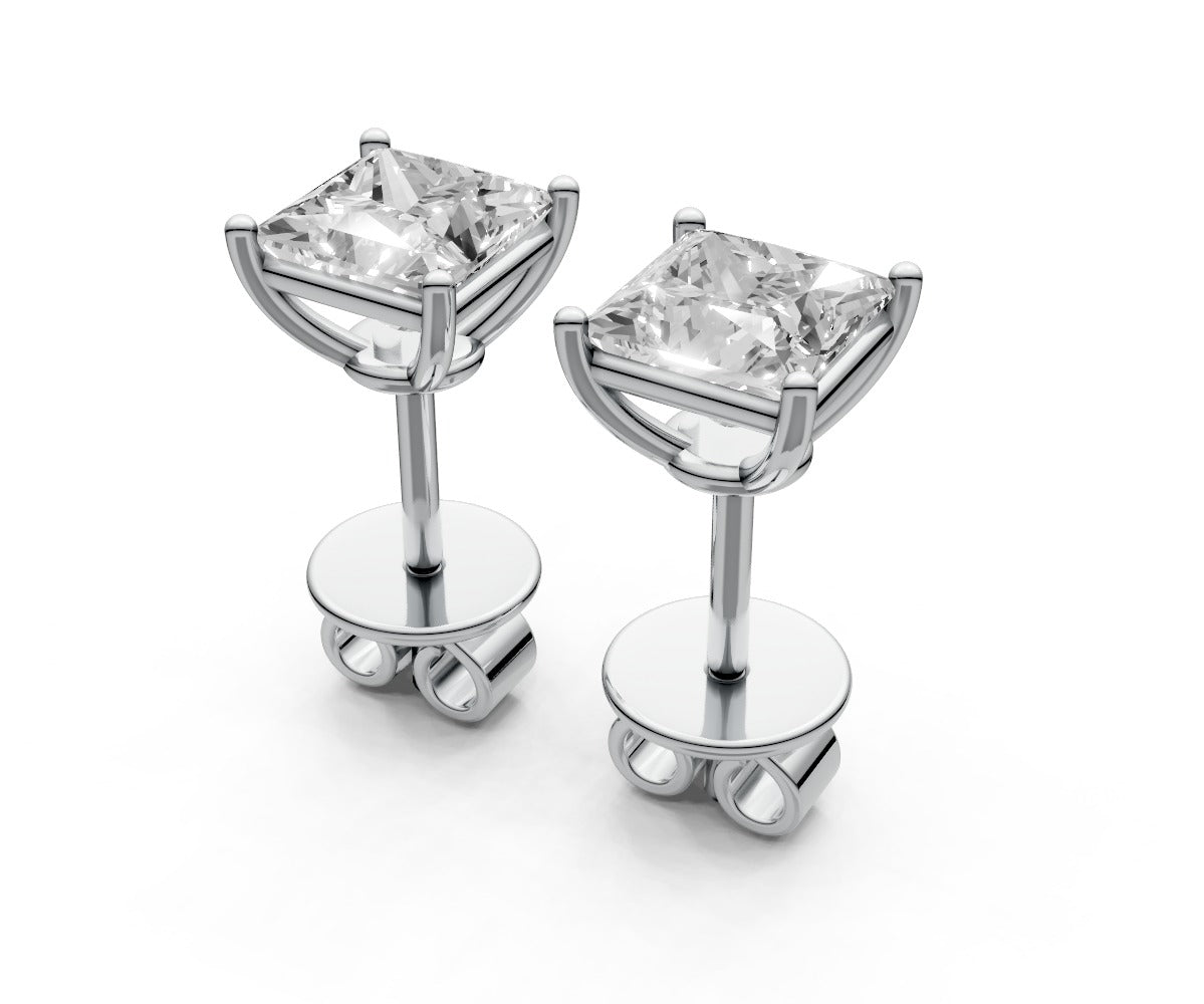 1ct Princess 4 Prong Basket Studs - Laboratory Grown Diamond