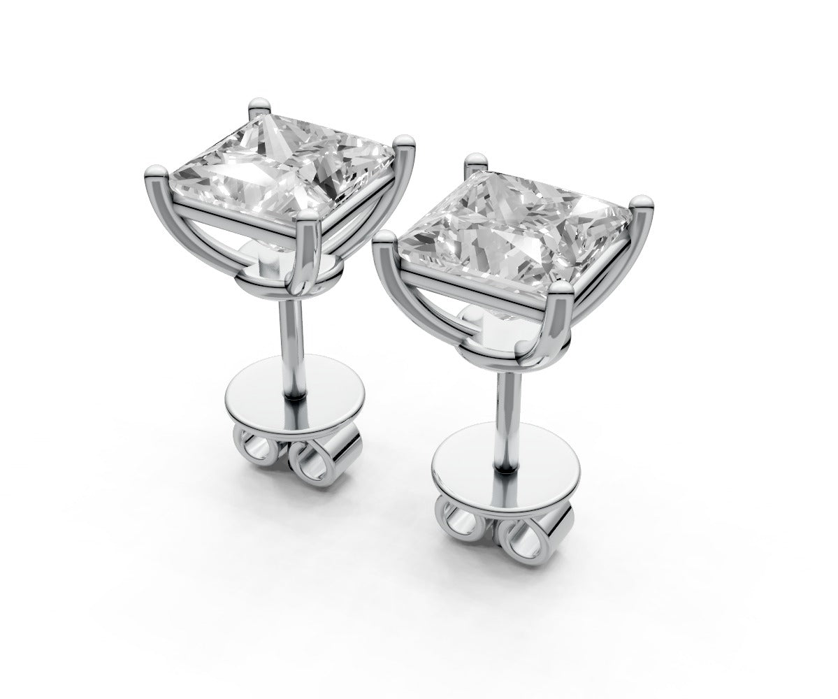 2ct Princess 4 Prong Basket Studs - Laboratory Grown Diamond