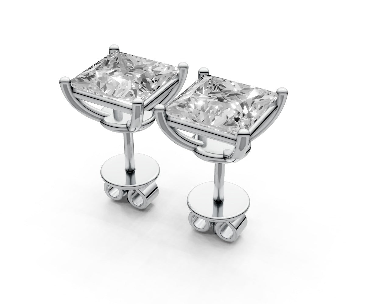 3ct Princess 4 Prong Basket Studs - Laboratory Grown Diamond