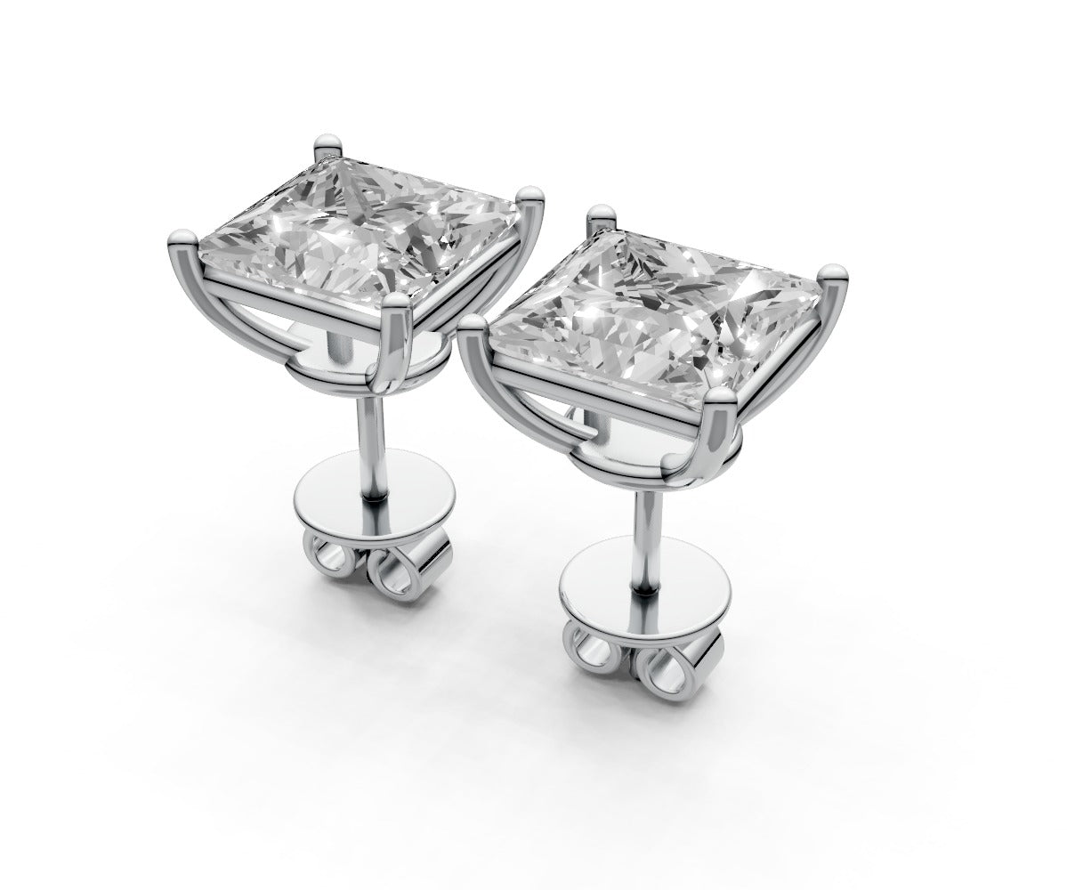 4ct Princess 4 Prong Basket Studs - Laboratory Grown Diamond