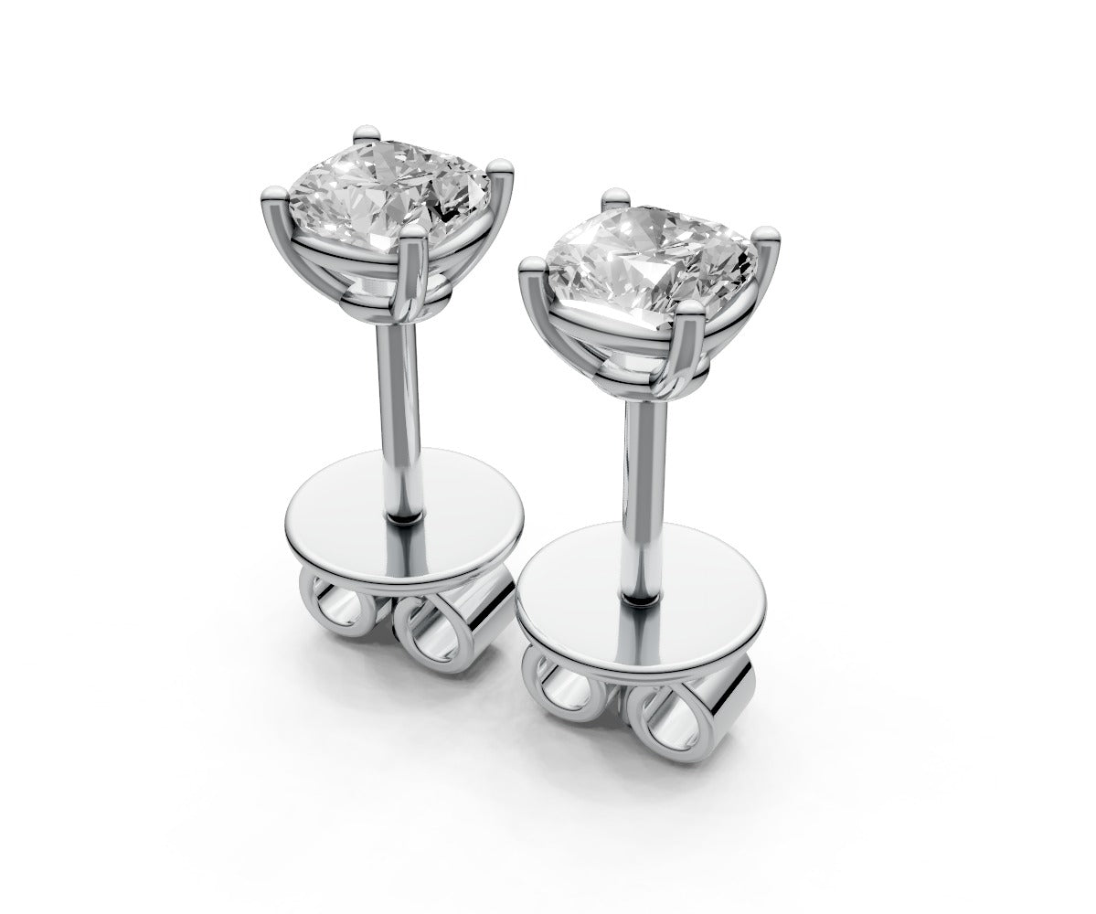 0.5ct Cushion 4 Prong Basket Studs - Laboratory Grown Diamond