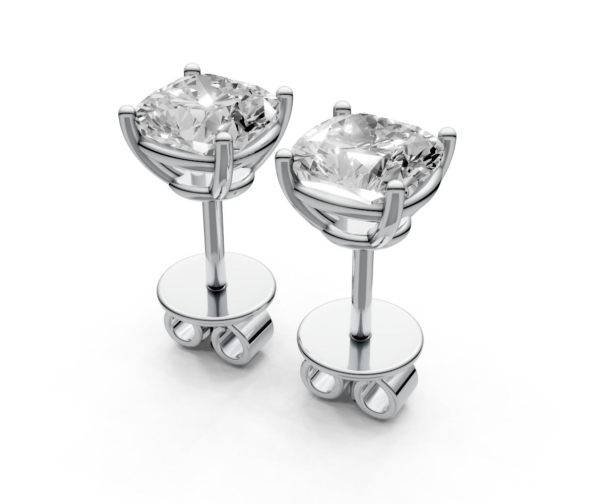 1.5ct Cushion 4 Prong Basket Studs - Laboratory Grown Diamond