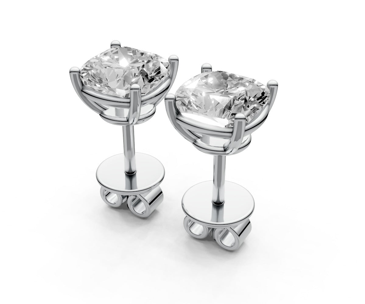 2ct Cushion 4 Prong Basket Studs - Laboratory Grown Diamond