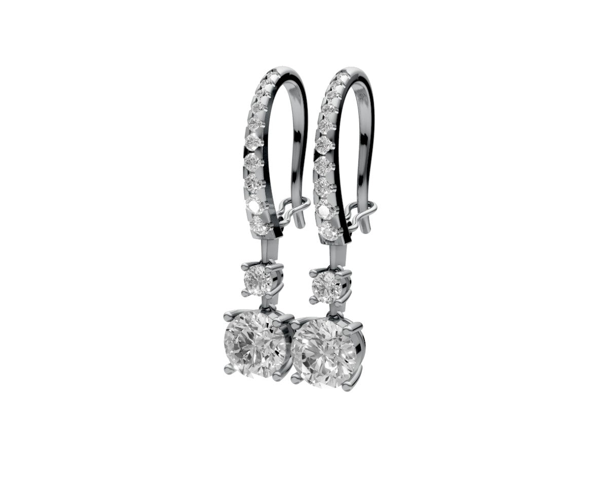 0.008ct Round Drop Lever Back Studs - Laboratory Grown Diamond