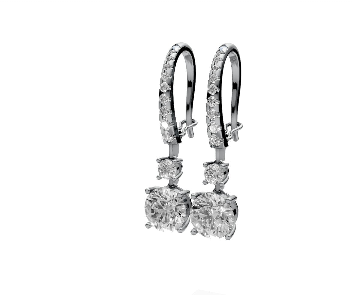 0.008ct Round Drop Lever Back Studs - Laboratory Grown Diamond