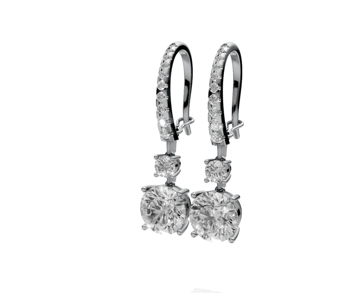 0.008ct Round Drop Lever Back Studs - Laboratory Grown Diamond