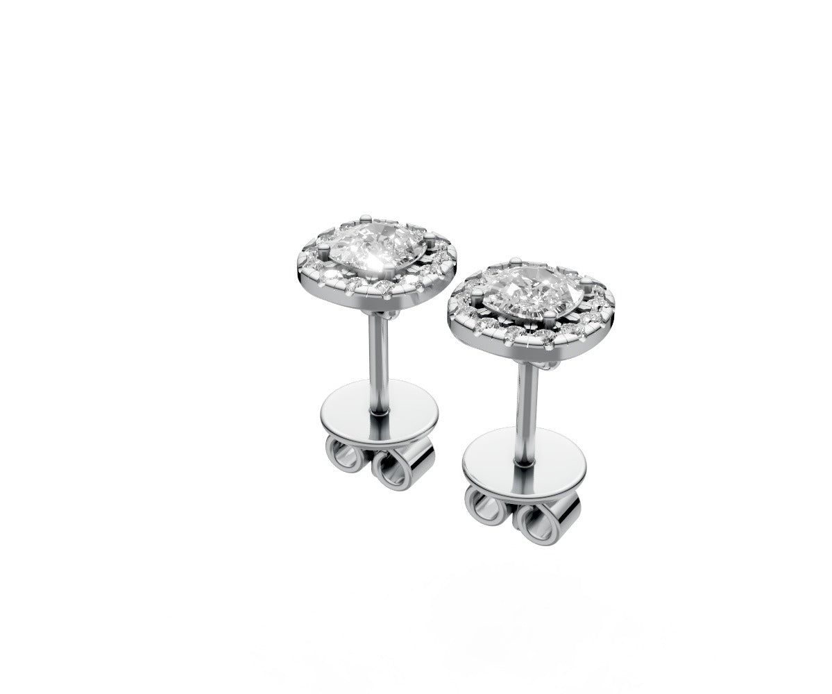 0.008ct Round Halo Stud Studs - Laboratory Grown Diamond