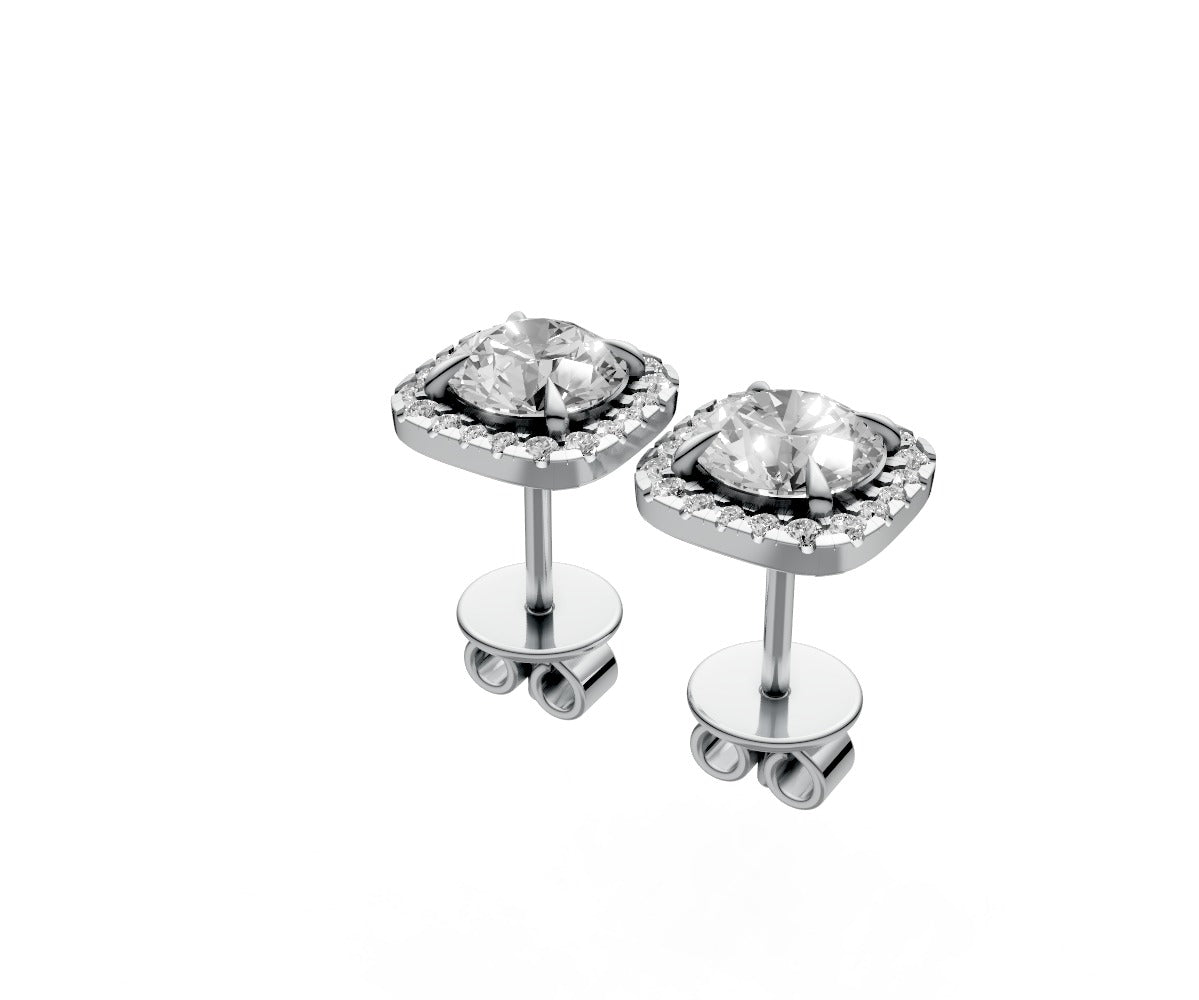 1.54ct Cushion Square Drop Stud Studs - Laboratory Grown Diamond