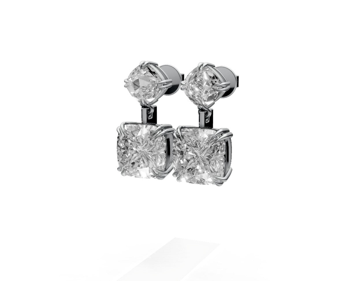 0.005ct Round Square Halo Stud Studs - Laboratory Grown Diamond