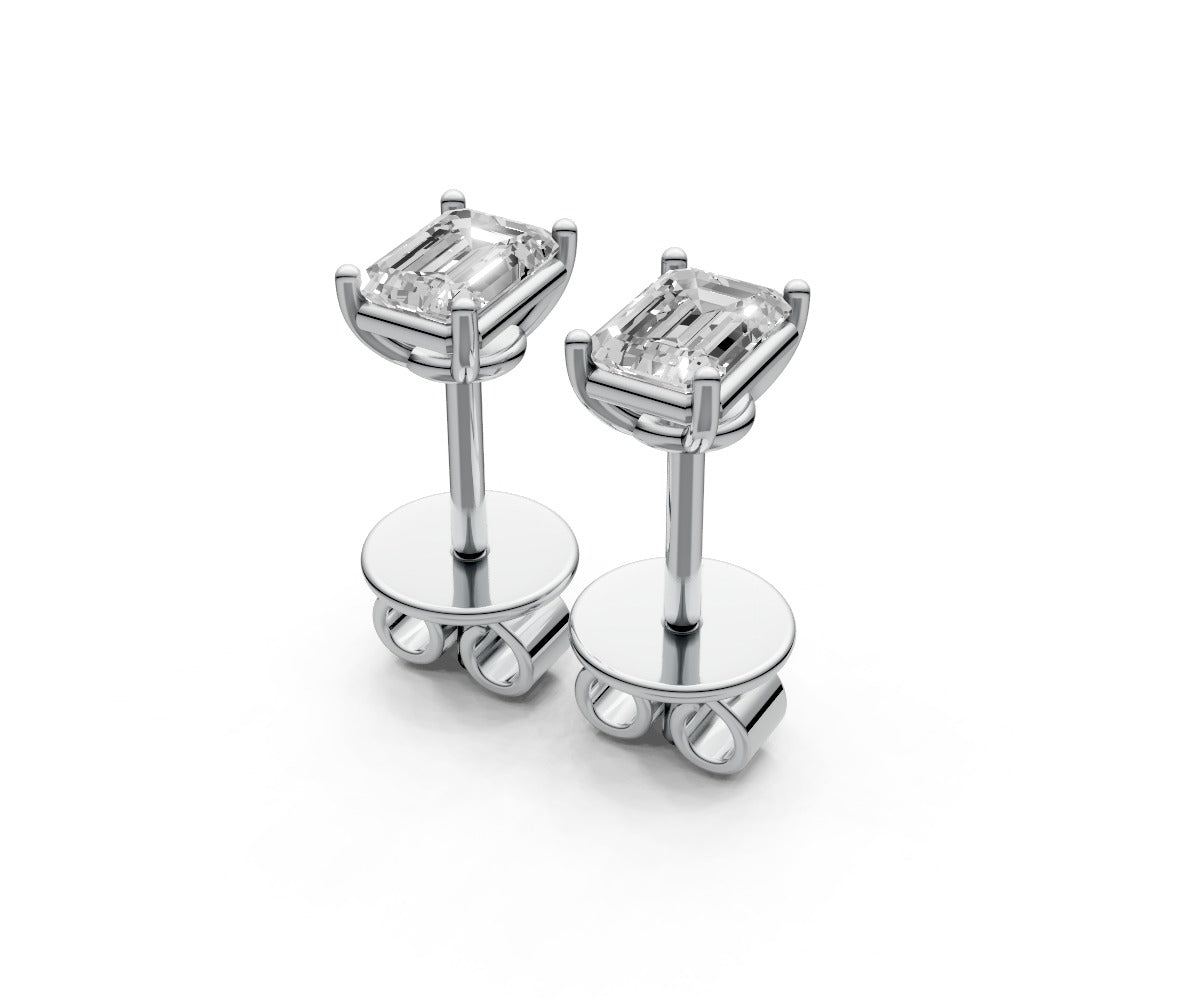 0.5ct Emerald 4 Prong Basket Studs - Laboratory Grown Diamond