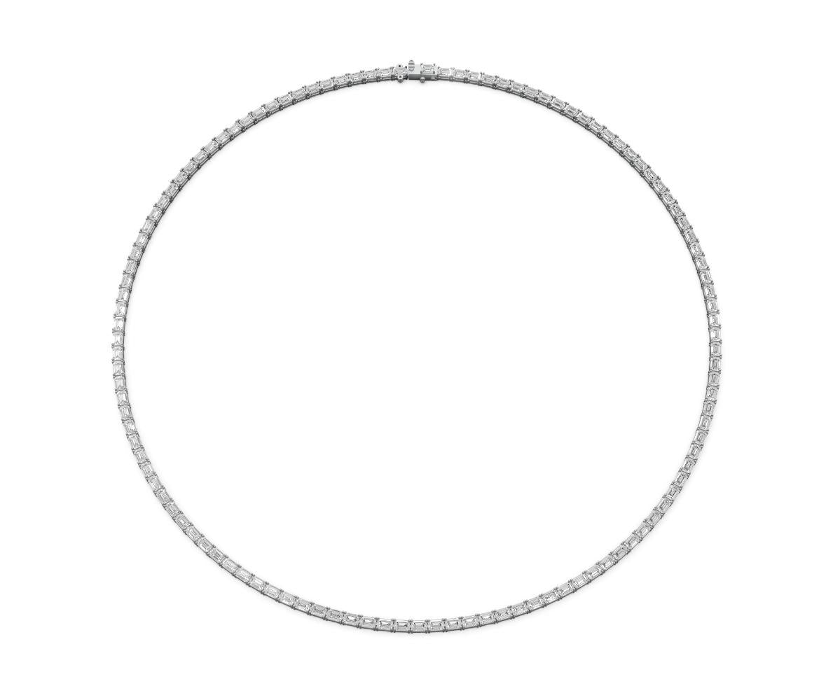 11.7ct Emerald Diamond Tennis Necklace - Laboratory Grown Diamond
