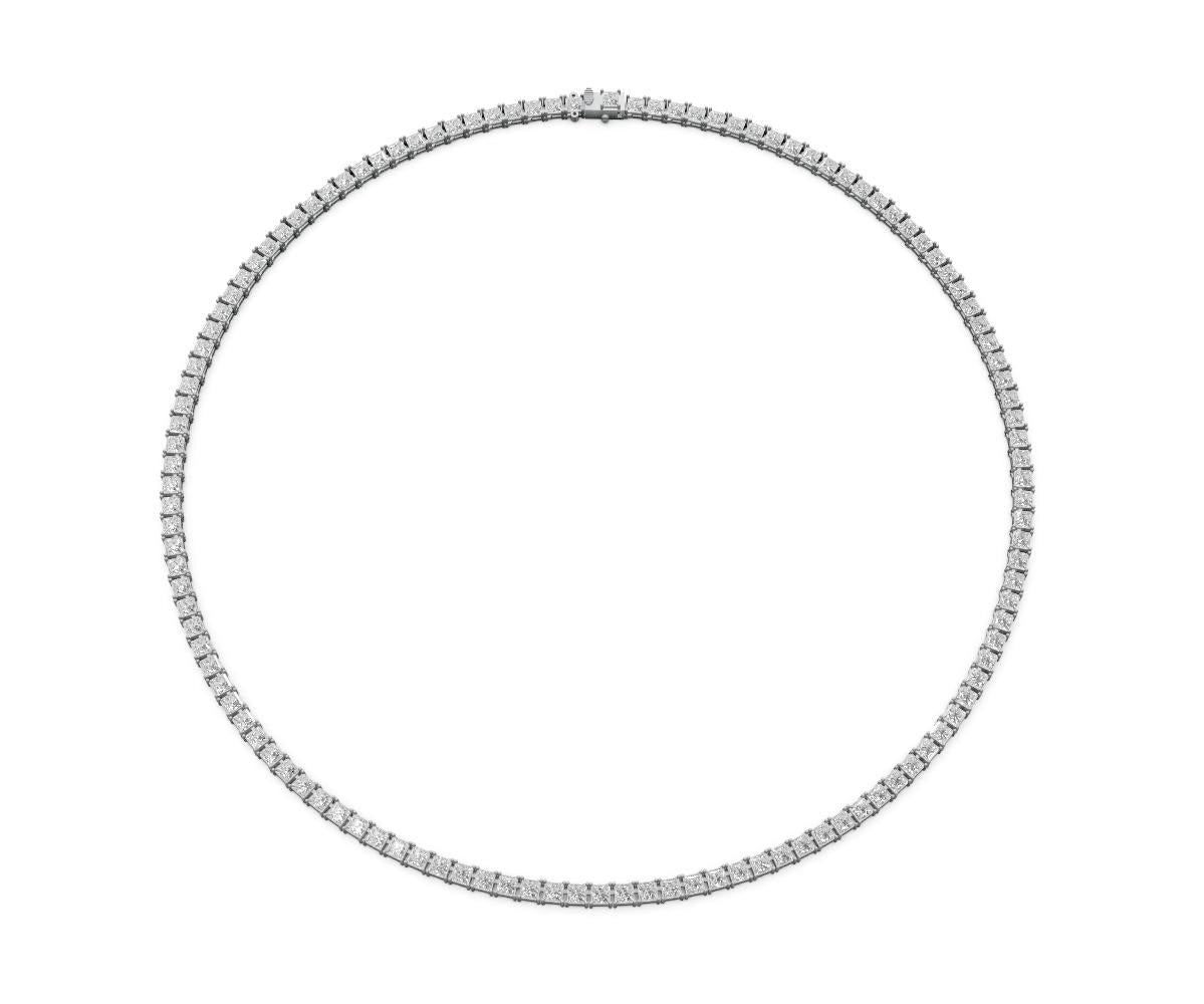 12.1ct Princess Diamond Tennis Necklace - Laboratory Grown Diamond